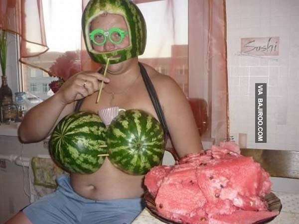 Who needs bras when you have melon rinds?