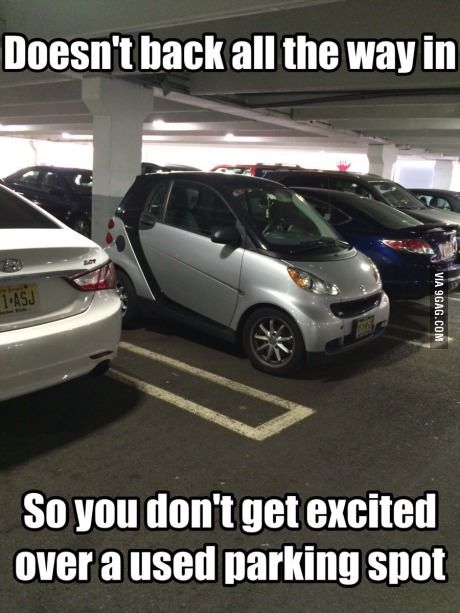 Doesn't back all the way in 1ASJ Via 9GAG.Com So you don't get excited over a used parking spot