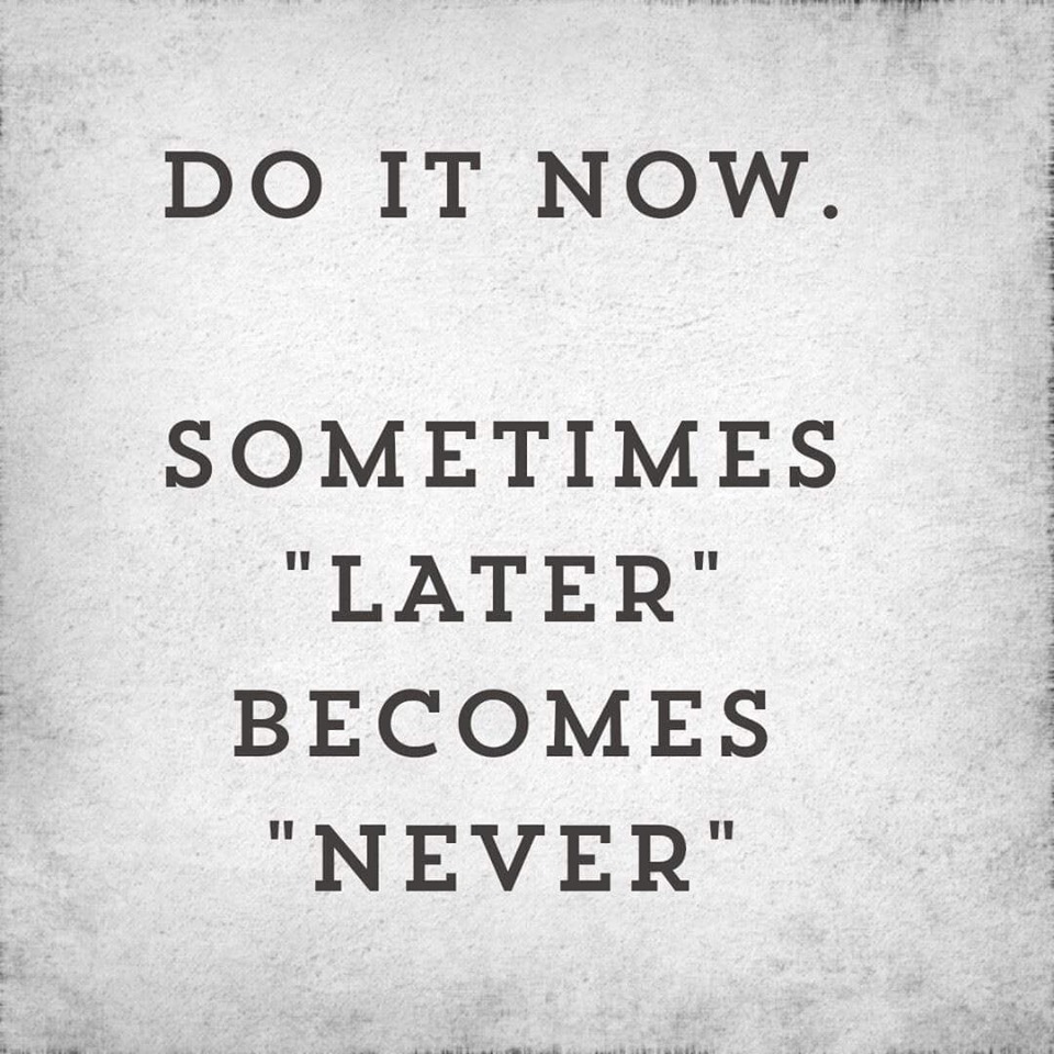 monday memes - monochrome photography - Do It Now. Sometimes "Later" Becomes "Never"