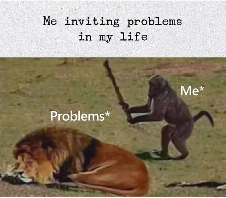 monday memes - drunk monkey - Me inviting problems in my life Me Problems