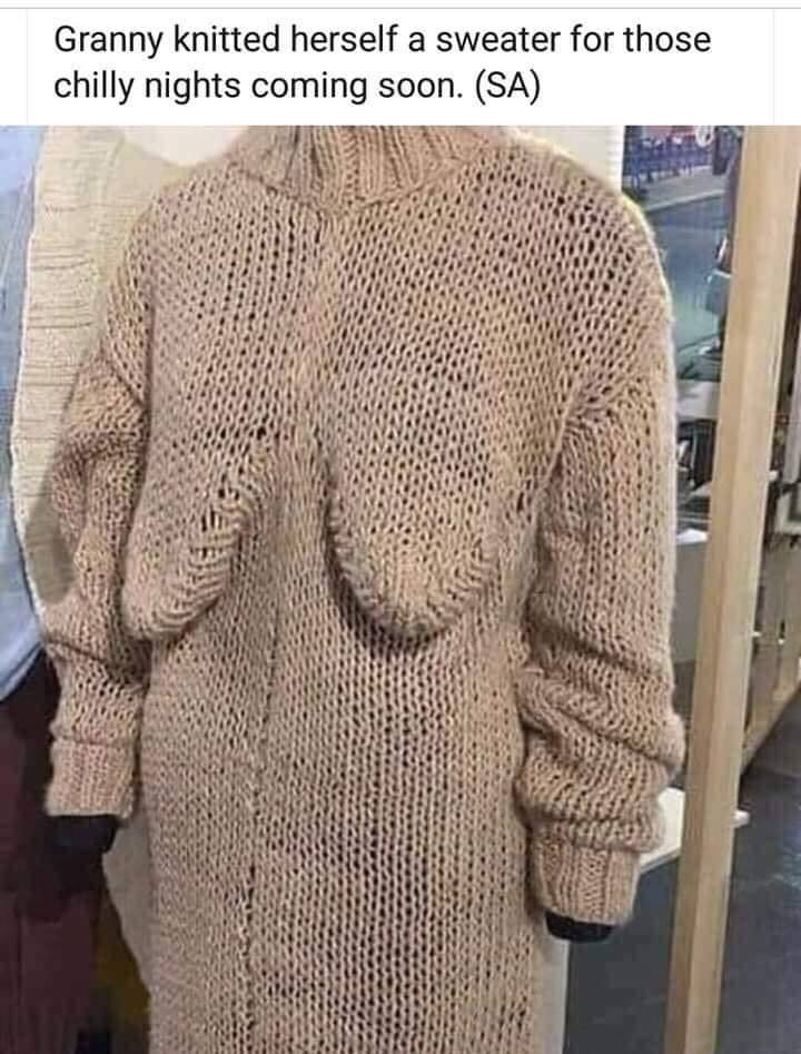 grandma knitting sweater - Granny knitted herself a sweater for those chilly nights coming soon. Sa