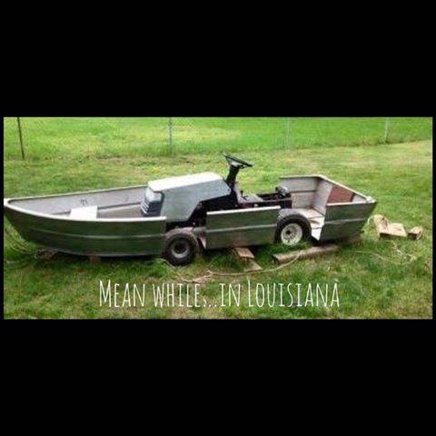 funny pictures - boat mower - Mean While, In Louisiana
