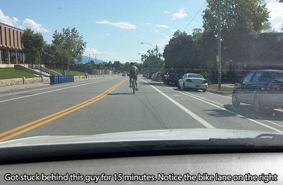 Bicycle - Got stuck behind this guy for 15 minutes. Notice the bike lane on the right