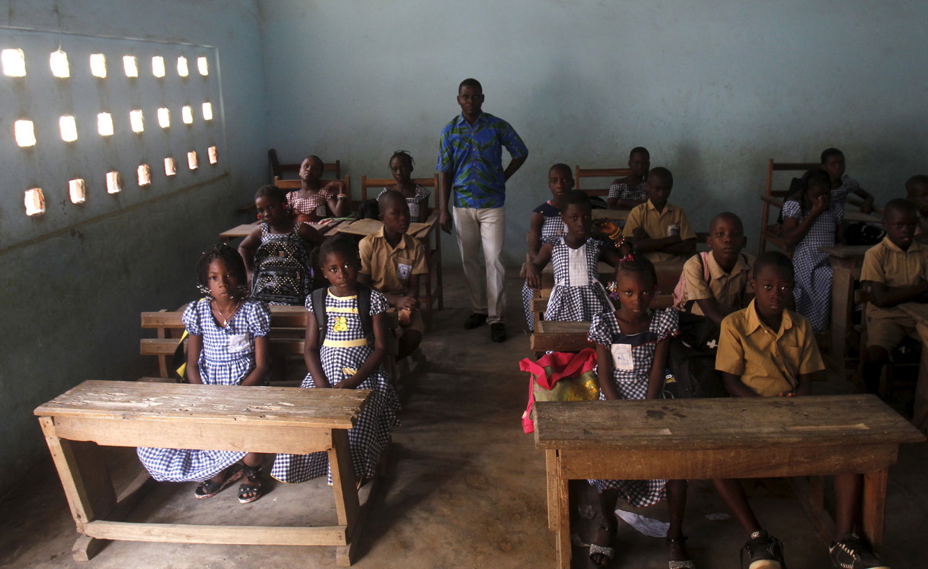 Here's a classroom from the Ivory Coast