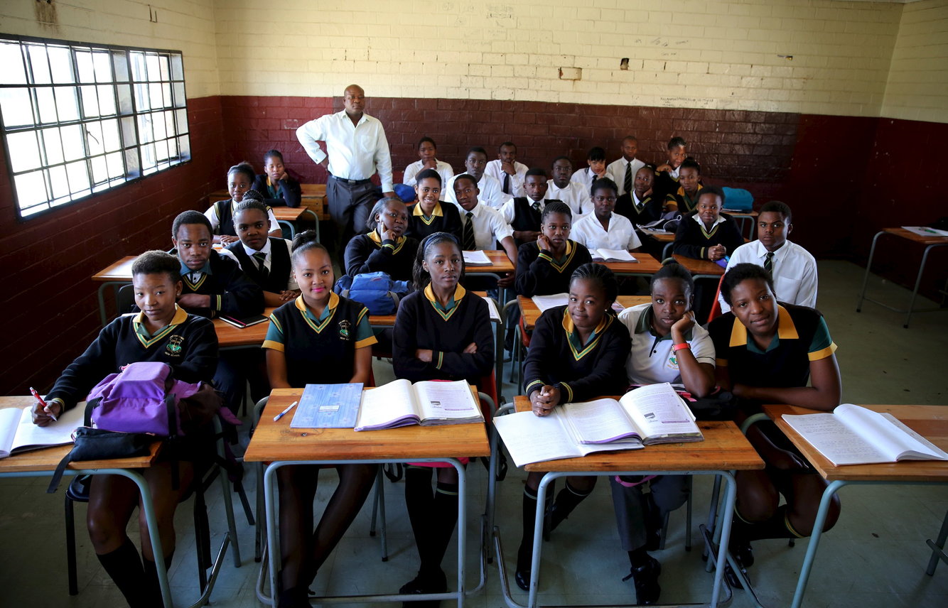 Kids in a class in S. Africa