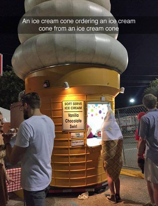 ice cream cone ordering an ice cream cone from an ice cream cone - An ice cream cone ordering an ice cream cone from an ice cream cone Soft Serve Ice Cream Vanilla Chocolate Swirl