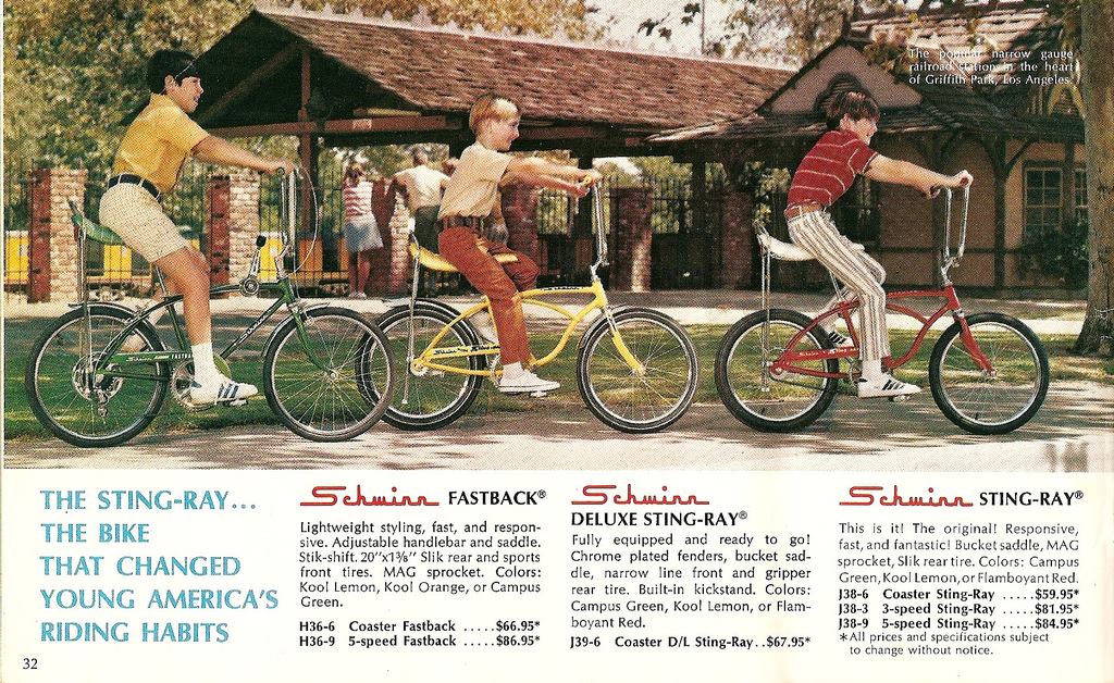 1967 schwinn stingray advertisement - The powanie narrow gauge railroad to the heart of Griffith Park, Los Angeles Schuinn Fastback Schwinn StingRay The StingRay... The Bike That Changed Young America'S Riding Habits Lightweight styling, fast, and respon