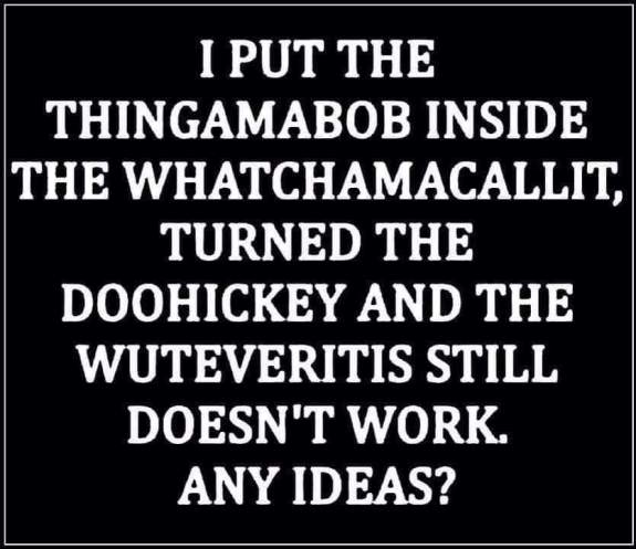 point - I Put The Thingamabob Inside The Whatchamacallit, Turned The Doohickey And The Wuteveritis Still Doesn'T Work. Any Ideas?