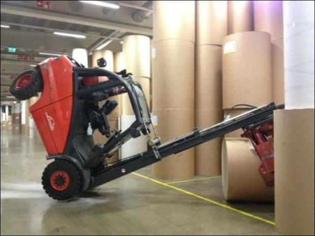 tipped over forklift