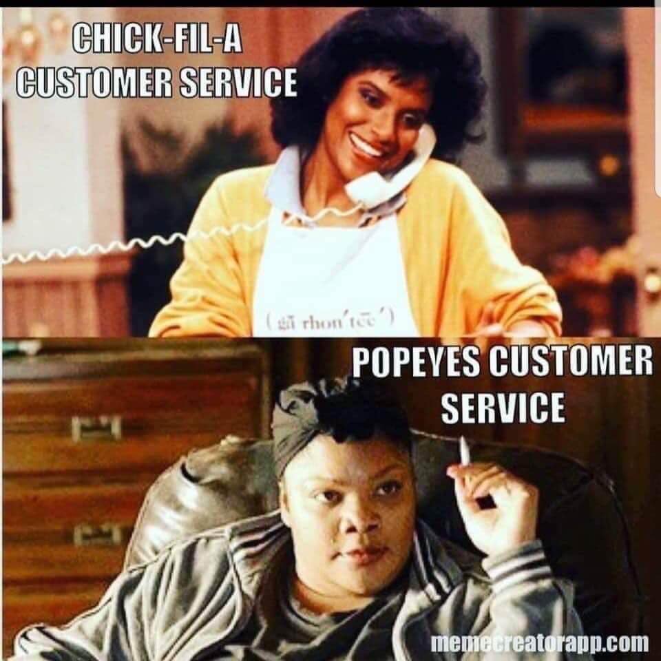 popeyes chicken sandwich memes - ChickFilA Customer Service si rhoncus Popeyes Customer Service memecreatorapp.com