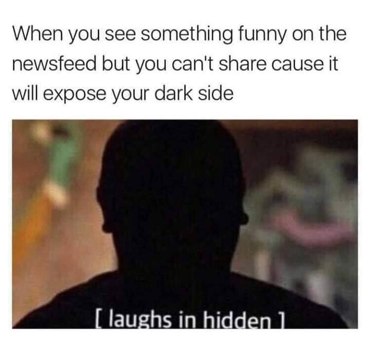 laughs in hidden - When you see something funny on the newsfeed but you can't cause it will expose your dark side laughs in hidden 1