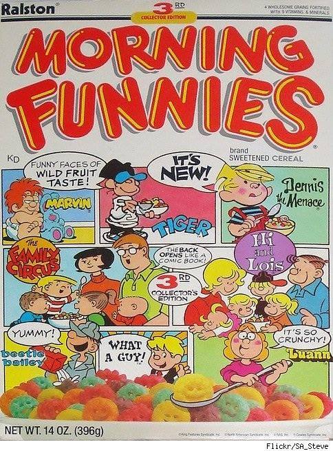morning funnies cereal - Rd Ralston Wesome Gastore With Vitamins & Minerals Collector Fbmon Morning Funnies brand Sweetened Cereal Funny Faces Of Wild Fruit Taste! New! Red Dennis the Menace Maryin Cou M On The Back Opens A Come Sook! Hi and Lois No La Rd