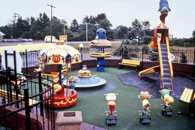 The play place used to be outside- and the merry-go-round was FREE- pushing the button and running to jump on was part of the fun