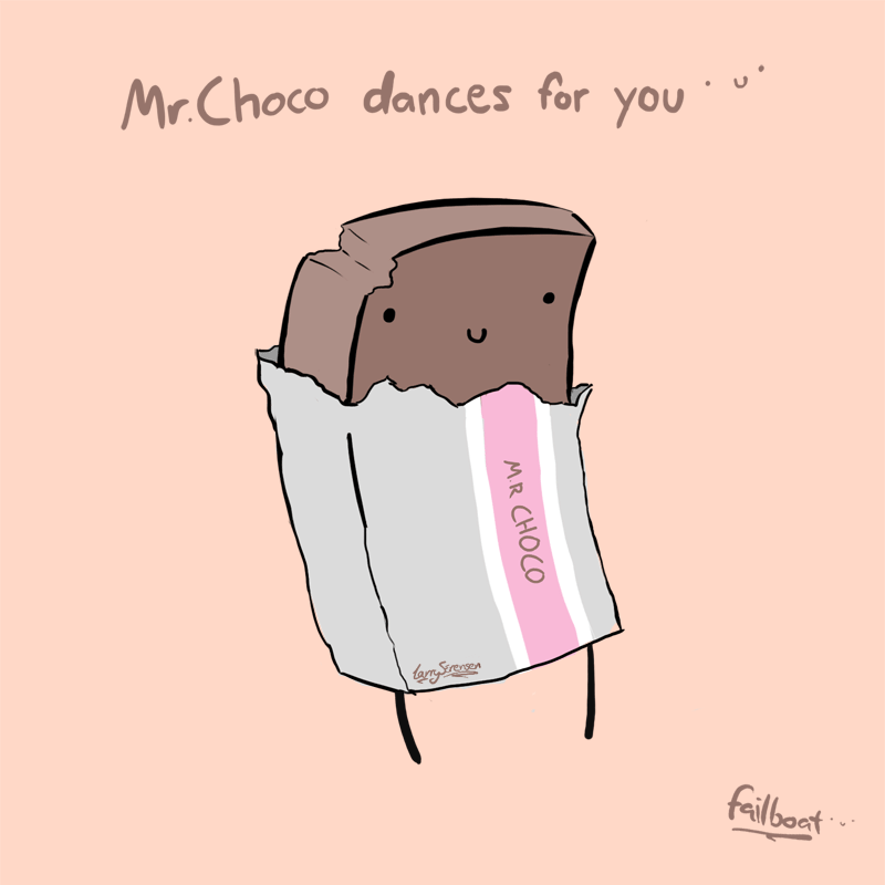 dancing chocolate gif - Mr. Choco dances for you." Mr Choco Larry Strengen failboat.