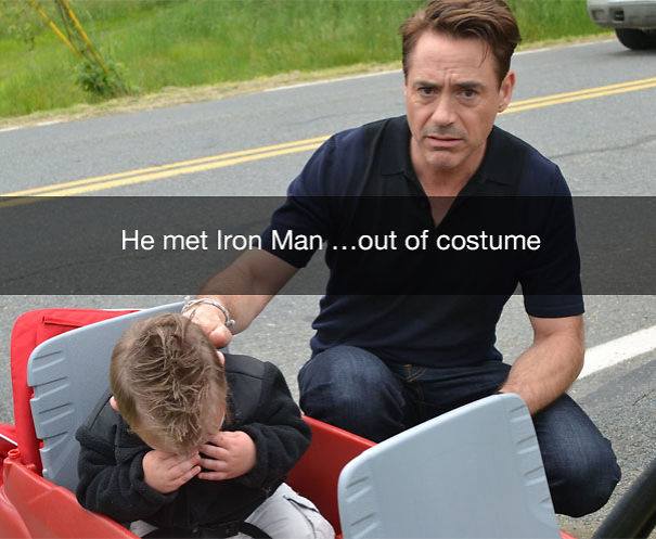 robert downey jr crying kid - He met Iron Man ...out of costume