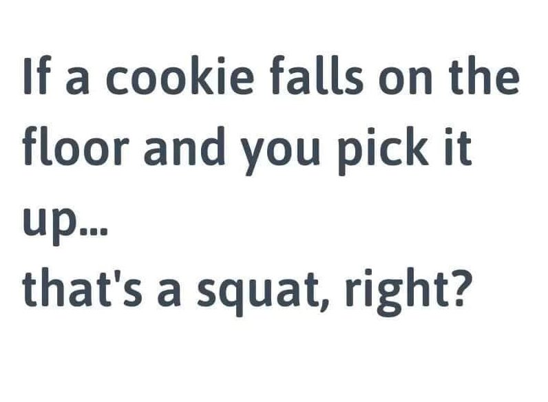 Opposites Attract - If a cookie falls on the floor and you pick it up... that's a squat, right?