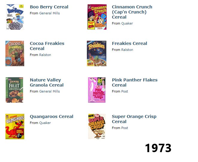 Boo Berry Cereal From General Mills Cinnamon Crunch Cinnamon Crunch Cap'n Crunch Cereal From Quaker Coco Breaksie freakies Cocoa Freakies Cereal From Ralston Freakies Cereal From Ralston Wl Fruit Granola Nature Valley Granola Cereal From General Mills Pin