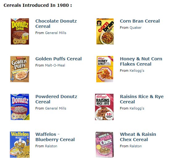 golden puffs cereal - Cereals Introduced in 1980 Dollz Chocolate Donutz Cereal From General Mills Corn Bran Cereal From Quaker Golden Puffs Golden Puffs Cereal From MaltOMeal Honey &Nut Om Honey & Nut Corn Flakes Cereal From Kellogg's Heliogo Donutz Raisi