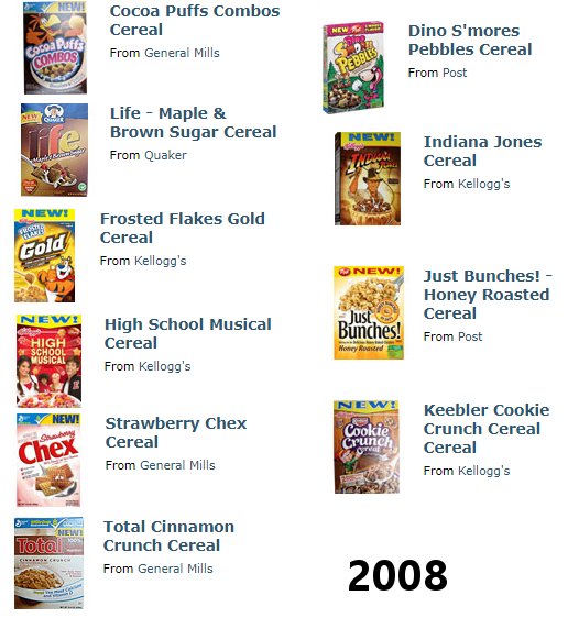 web page - Cocoa Puffs Combos Cereal From General Mills Dino S'mores Pebbles Cereal From Post New Life Maple & Brown Sugar Cereal From Quaker Newe Indiana Jones Cereal From Kellogg's Newe Frosted Flakes Gold Cereal From Kellogg's Gold New! Just Bunches! H