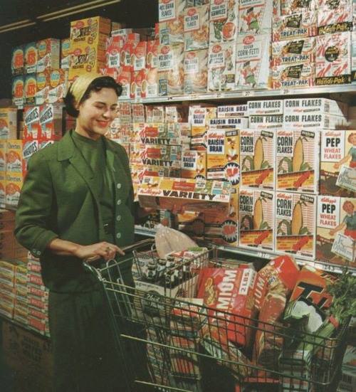 grocery shopping 1950 - Stplatpak Folie Treat Pak Streat Maki Cornflakes Cornflakes Cornfus Corn Flakes Pep Free Pep