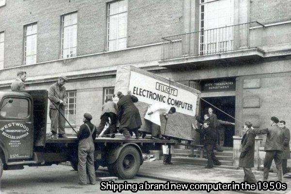 first computer being delivered - Electronic Computer Eliqtte Twoo Transport Ccles Sur Shipping a brand new computer in the 1950s