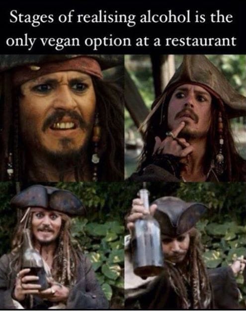 jack sparrow funny quotes - Stages of realising alcohol is the only vegan option at a restaurant