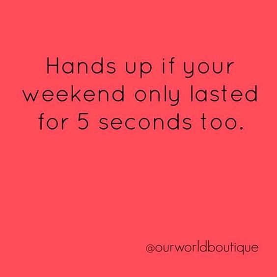 sunday night meme - Hands up if your weekend only lasted for 5 seconds too.