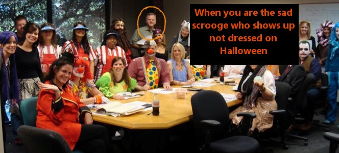 community - When you are the sad scrooge who shows up not dressed on Halloween