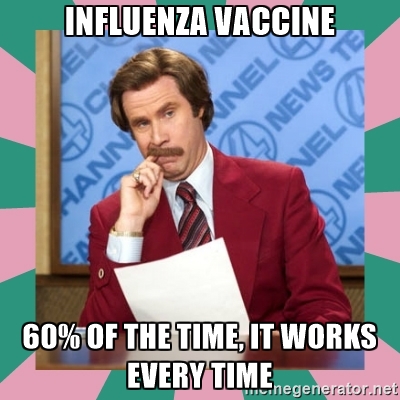 flu shot like what you did there - Influenza Vaccine Nel News Nel Jann 60% Of The Time, It Works Every Time Regenerator.net