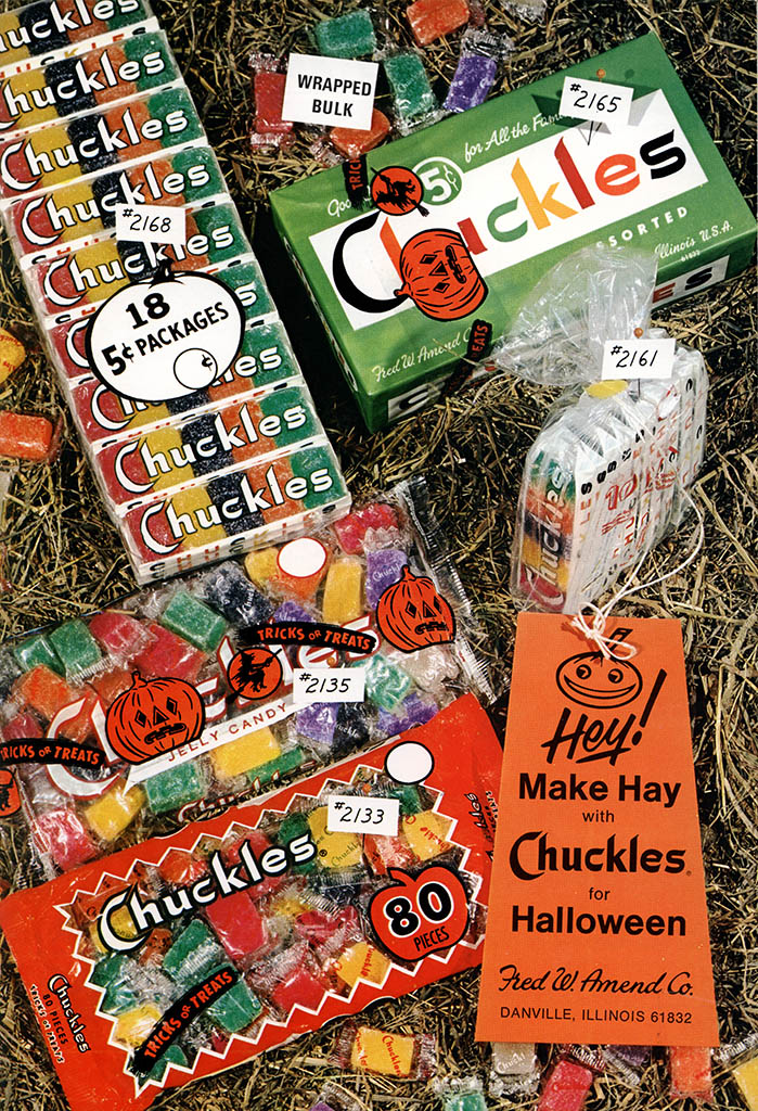 vintage halloween candy - uckley Uc Wrapped Bulk for Althe Faro Trica huckles Chuckles Chuckles Chuckies Doc 2168 Ssorted Linois U.S.A. Cauckles 18 54 Packages 5 Packages 5 ces Fred W Amend Chuckles Chuckles Sys Tricks Or Treats 2135 Hey Ricks Or Treats J