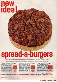 gross 60s food - new idea! spreadaburgers