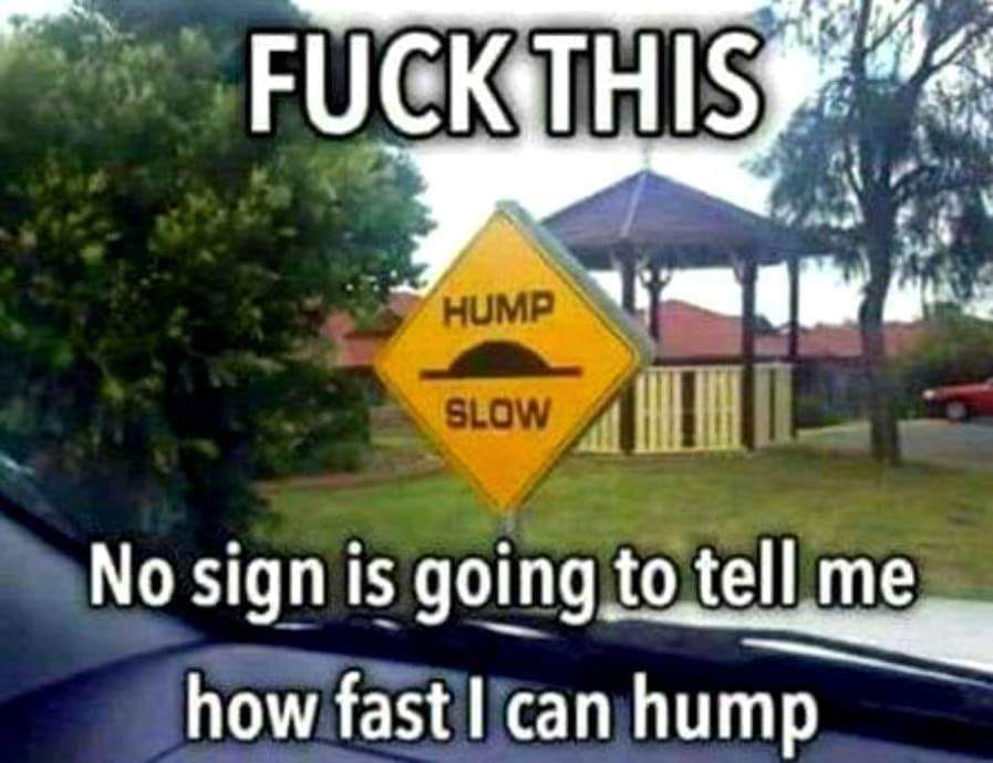 slow hump meme - Fuck This Hump Slow Ol No sign is going to tell me how fast I can hump