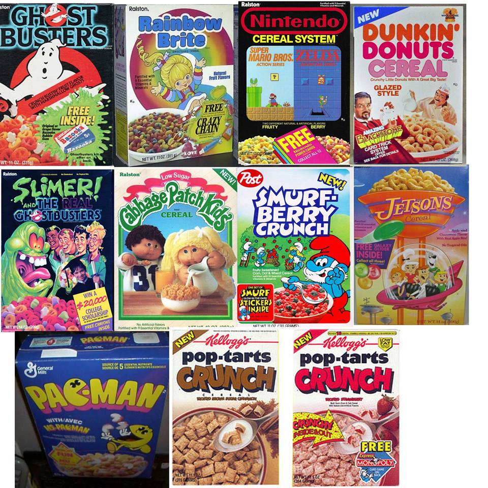throwback pictures from the 80s - Ralston ston Ralston. Ghst Busters New hom. Nintendo Cereal System Super Mario Brosfet Dunkin Donuts Cere Action Series ster Fruit Ts Crunchy Lime Donuts With A Great Big Taste Glazed Style Free Free Instpel Han Frituent 