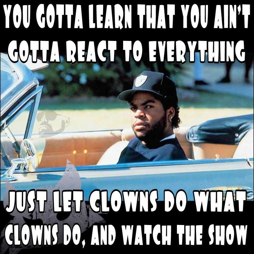 ice cube doughboy - You Gotta Learn That You Ain'T Govta React To Everything Just Let Clowns Do What Clowns Do, And Watch The Show