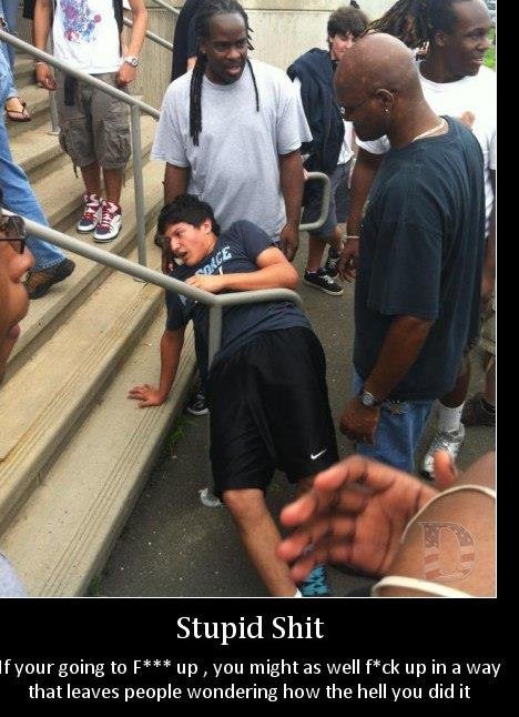 kid stuck in railing - Stupid Shit If your going to F up, you might as well fck up in a way that leaves people wondering how the hell you did it