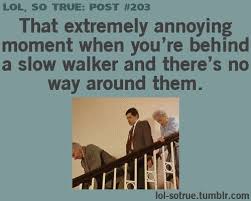 slow walker meme - Lol, So True Post 1203 That extremely annoying moment when you're behind a slow walker and there's no way around them. lolsotrue.tumblr.com