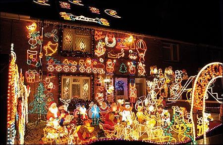 christmas lights on houses