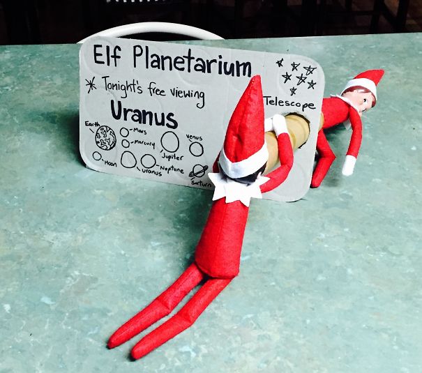 funny elf on the shelf ideas - Elf Planetarium Tonight's free viewing Uranus Telescope ormar o corpo e