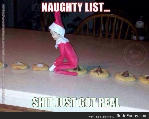 elf on the shelf funny memes - Naughty List... Ranitestesamesis Swappers Shit Just Got Real We\'ll plss you off at... RudeFunny.com