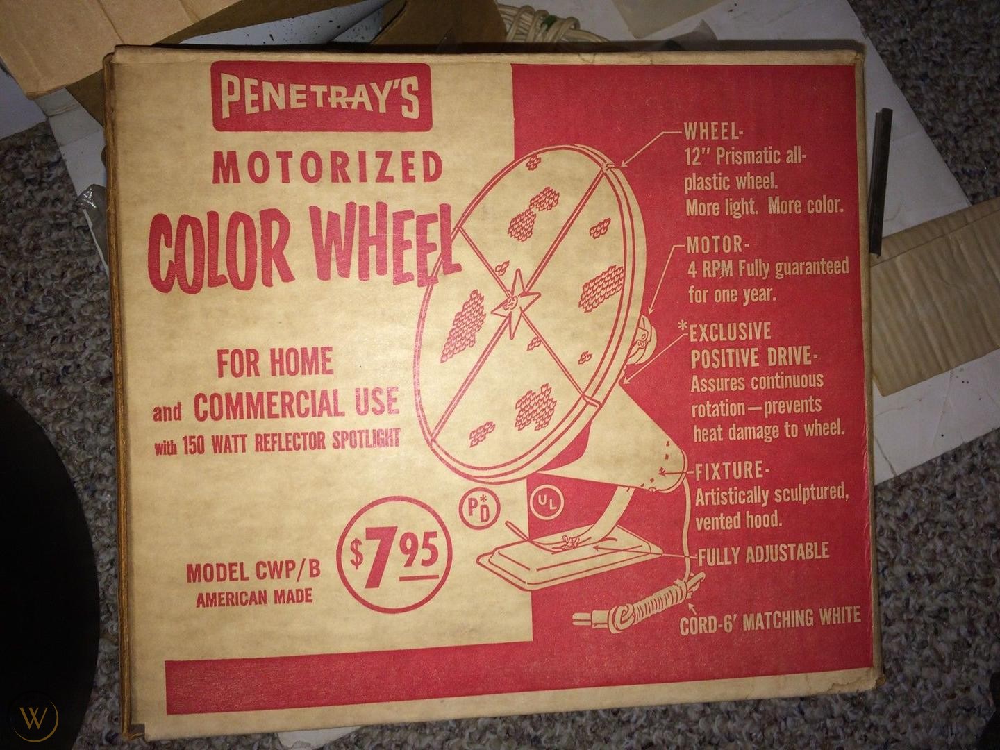 poster - Penetray'S Motorized Color Wheel 180 Wheel 12" Prismatic all plastic wheel. More light. More color. Motor 4 Rpm Fully guaranteed for one year. Exclusive Positive Drive Assures continuous rotationprevents heat damage to wheel. Fixture Artistically