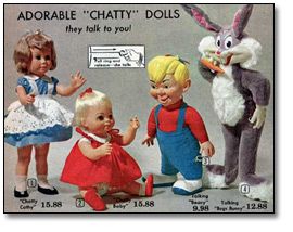 1960s christmas toys - Adorable "Chatty" Dolls they talk to you! 12.88
