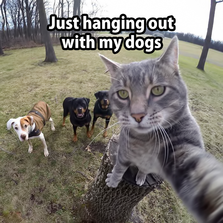 selfie cat dog funny - I Just hanging out with my dogs