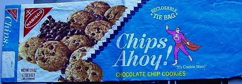 vegetarian food - Seclosable Tie Bag V Chips. Nabisco Chips Ahoy! Net T2102 502 It's Cookie Man!" Chocolate Chip Cookies