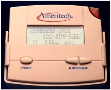 first caller id - Ameritech. Wireless Llll 5008085882 Ults85. Erase Review