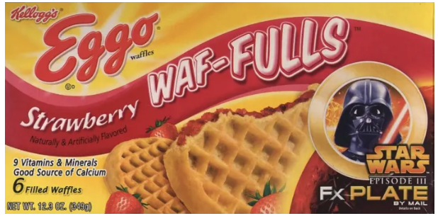 eggo waffles - Kellogg's waffles 8990 WafFulls Co Strawberry Naturally & Artificialy Play Artificialy Flavored Tar 9 Vitamins & Minerals Good Source of Calcium 6 Filled Waffles Net Wt. 18.3 03. 9490 Episode Iii Fx Plate By Mail