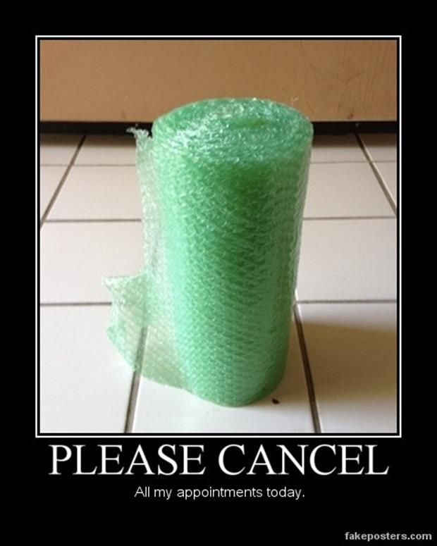 bubble wrap funny - Please Cancel All my appointments today. fakeposters.com