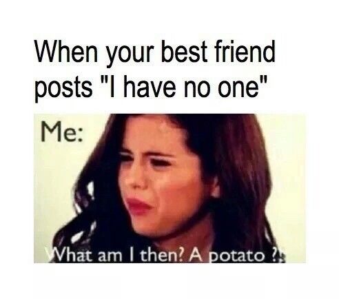 best friend meme - When your best friend posts "I have no one" Me What am I then? A potato ?