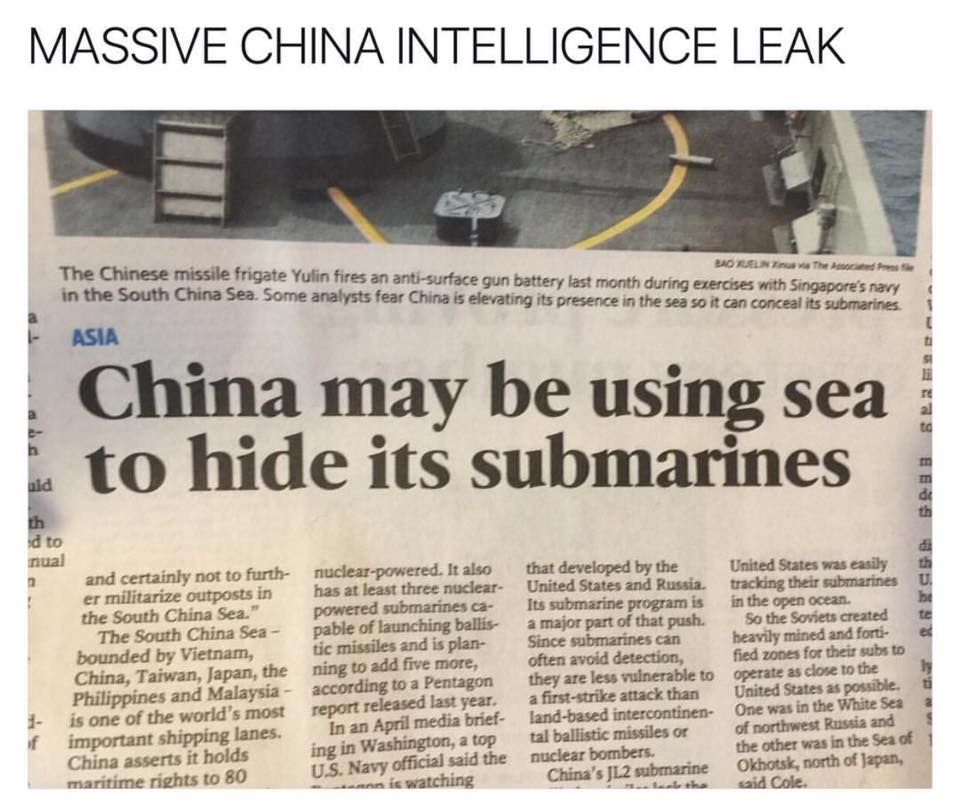 china may be using sea to hide submarines - Massive China Intelligence Leak La Ma Thu luan h ny The Chinese missile frigate Yulin fires an antisurface gun battery last month during exercises with Singapore's nary in the South China Sea. Some analysts fear