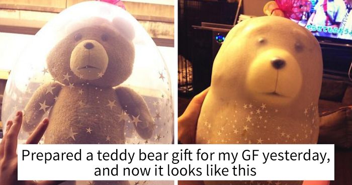 funny valentines gifts - Lucess Prepared a teddy bear gift for my Gf yesterday, and now it looks this