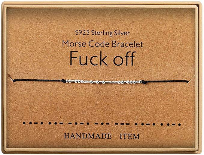 morse code bracelet fuck off - S925 Sterling Silver Morse Code Bracelet Fuck off tegee Accucu Handmade Item